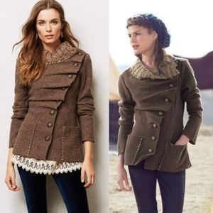 Anthro BY GRO ABRAHAMSSON Arslan Sweater Coat Wool